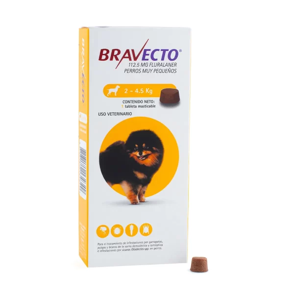 BRAVECTO PERROS MUY PEQUENOS 2 - 4.5 KG TABLETA MASTICABLE