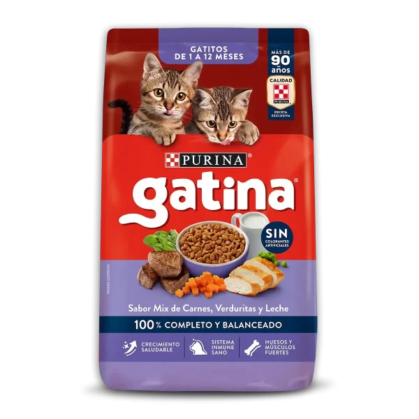 PURINA GATINA GATITOS CROQUETAS SABOR MIX DE CARNES, VERDURITAS Y LECHE