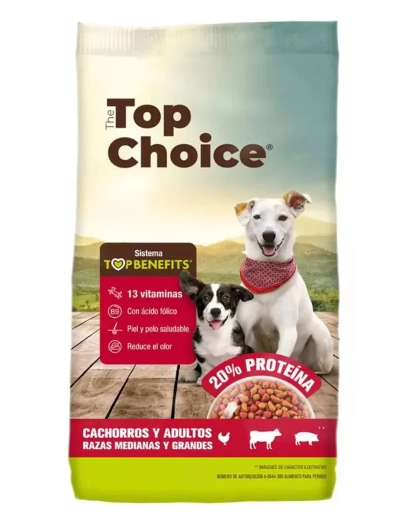 THE TOP CHOICE CACHORROS Y ADULTOS RAZAS MEDIANAS Y GRANDES CROQUETAS